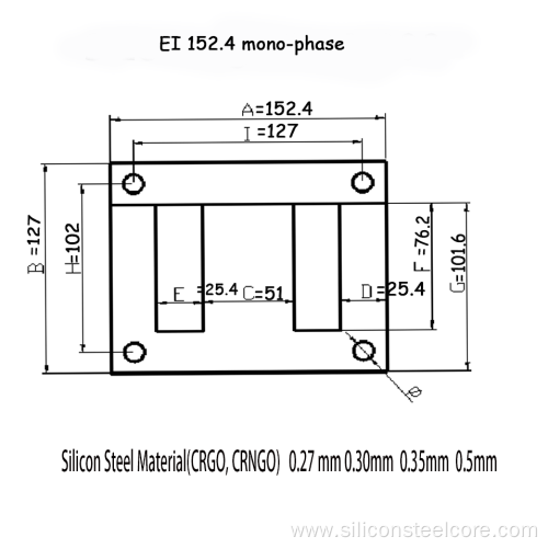 Ei-152.4 35q155 No Hole No Gap, Non Annealed silicon steel core